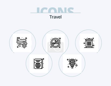Illustration for Travel Line Icon Pack 5 Icon Design. check in. id. bin. travel. passport - Royalty Free Image