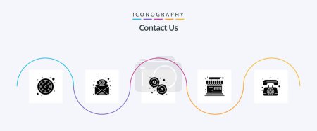 Illustration for Contact Us Glyph 5 Icon Pack Including telephone. communication. answer. store. market - Royalty Free Image