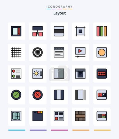 Téléchargez les illustrations : Creative Layout 25 Line FIlled icon pack  Such As layout. web design. stack. layout. web - en licence libre de droit