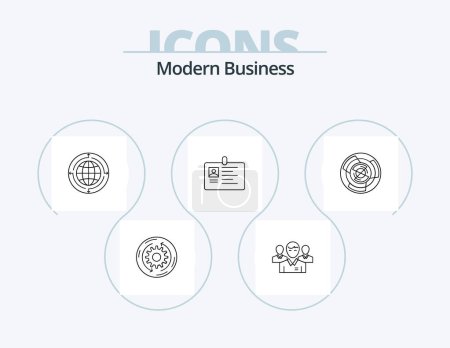 Ilustración de Modern Business Line Icon Pack 5 Icon Design. finance. business. corporate. advantage. pass - Imagen libre de derechos
