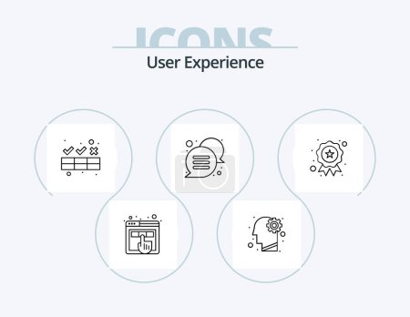 Téléchargez les illustrations : User Experience Line Icon Pack 5 Icon Design. testing. design. callout. medal. badge - en licence libre de droit