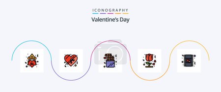 Illustration for Valentines Day Line Filled Flat 5 Icon Pack Including love. film. lifestyle. romantic. rose - Royalty Free Image