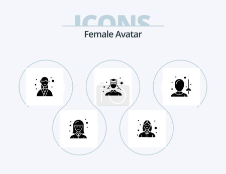 Illustration for Female Avatar Glyph Icon Pack 5 Icon Design. female. student. designer. graduation. planner - Royalty Free Image