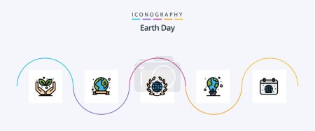 Ilustración de Earth Day Line Filled Flat 5 Icon Pack Including day. earth. green. light bulb. green - Imagen libre de derechos