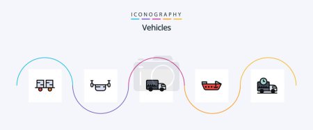 Illustration for Vehicles Line Filled Flat 5 Icon Pack Including delivery. motor. transportation. boat. transport - Royalty Free Image