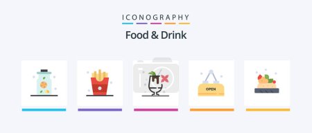 Ilustración de Food And Drink Flat 5 Icon Pack Including . meal. food.. Creative Icons Design - Imagen libre de derechos