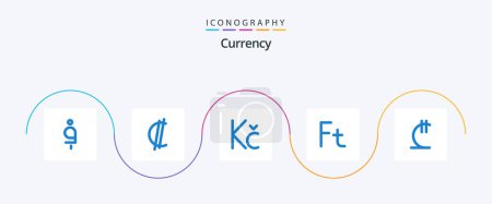 Illustration for Currency Blue 5 Icon Pack Including georgia. lari. koruna. hungary. forint - Royalty Free Image