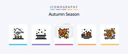 Illustration for Autumn Line Filled 5 Icon Pack Including countryside. food. bee. corn. sweet. Creative Icons Design - Royalty Free Image