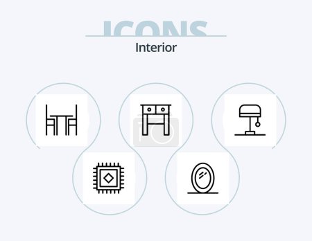 Ilustración de Interior Line Icon Pack 5 Icon Design. . bathroom. . furniture - Imagen libre de derechos