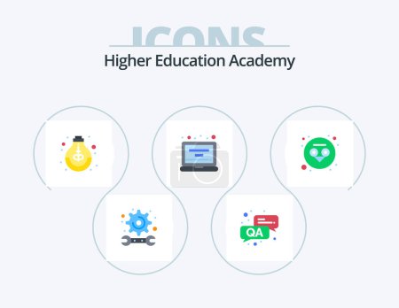 Téléchargez les illustrations : Academy Flat Icon Pack 5 Icon Design. owl. profile. growth. laptop. account - en licence libre de droit