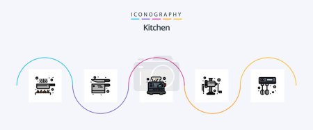 Illustration for Kitchen Line Filled Flat 5 Icon Pack Including mixer. cook. breakfast. meat. grinder - Royalty Free Image