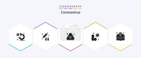 Ilustración de Coronavirus 25 Glyph icon pack including bacteria. medical. notice. capsule. virus - Imagen libre de derechos