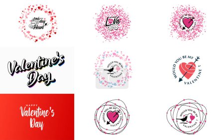 Téléchargez les illustrations : Happy Valentine's Day hand lettering calligraphy text and heart. isolated on white background vector illustration - en licence libre de droit