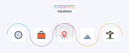 Ilustración de Vacations Flat 5 Icon Pack Including . pointer. pointer. map. restaurant - Imagen libre de derechos