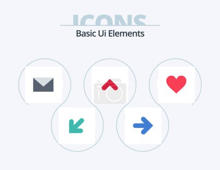 Illustration for Basic Ui Elements Flat Icon Pack 5 Icon Design. heart. sign. sms. up. arrow - Royalty Free Image