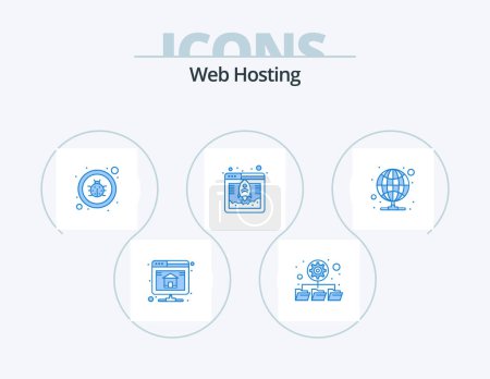 Ilustración de Web Hosting Blue Icon Pack 5 Icon Design. proxy. hosting. fixing. web hosting. database - Imagen libre de derechos
