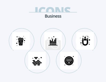 Téléchargez les illustrations : Business Glyph Icon Pack 5 Icon Design. modern. forecast. break. economics. relax - en licence libre de droit