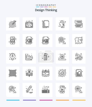 Téléchargez les illustrations : Creative Design Thinking 25 OutLine icon pack  Such As message. chat. arrange. idea. brainstorming - en licence libre de droit