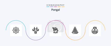 Ilustración de Pongal Line 5 Icon Pack Including treat. laddu. cup. indian. delicacy - Imagen libre de derechos