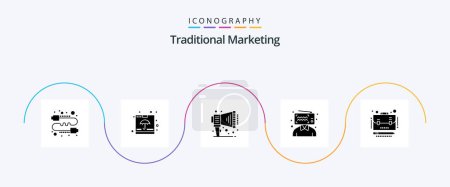 Ilustración de Traditional Marketing Glyph 5 Icon Pack Including business. broadcasting. insurance. blogging. speaker - Imagen libre de derechos