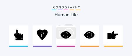 Ilustración de Human Glyph 5 Icon Pack Including . face. thumbs up. Creative Icons Design - Imagen libre de derechos