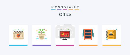 Illustration for Office Flat 5 Icon Pack Including employee. wardrobe. computer. office draw. furniture. Creative Icons Design - Royalty Free Image
