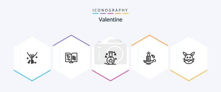 Illustration for Valentine 25 Line icon pack including love. love. book. day. valentine - Royalty Free Image