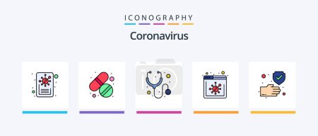 Illustration for Coronavirus Line Filled 5 Icon Pack Including consult. worldwide. website. browser. Creative Icons Design - Royalty Free Image