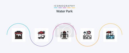 Illustration for Water Park Line Filled Flat 5 Icon Pack Including . garden. swimming. water - Royalty Free Image