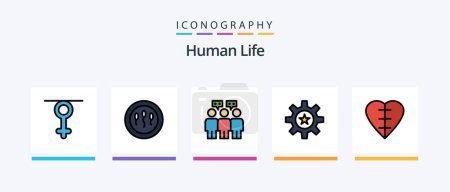 Illustration for Human Line Filled 5 Icon Pack Including . person. heart. jury. court. Creative Icons Design - Royalty Free Image