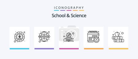 Téléchargez les illustrations : School And Science Line 5 Icon Pack Including story. sport. astronomy. study. book. Creative Icons Design - en licence libre de droit
