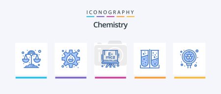 Illustration for Chemistry Blue 5 Icon Pack Including search. molecule. formula. atom. lab test. Creative Icons Design - Royalty Free Image