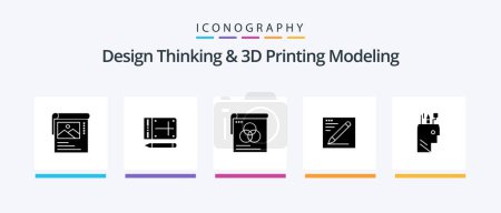 Ilustración de Design Thinking And D Printing Modeling Glyph 5 Icon Pack Including pen . education. brusher. text. browser. Creative Icons Design - Imagen libre de derechos