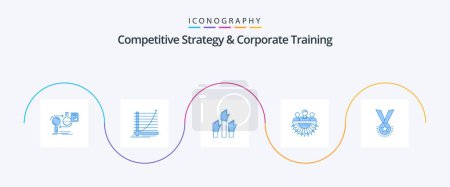 Téléchargez les illustrations : Competitive Strategy And Corporate Training Blue 5 Icon Pack Including human. allocation. experience. intent. desire - en licence libre de droit