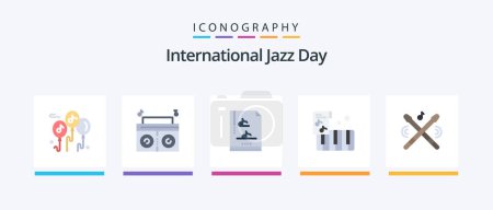 Ilustración de International Jazz Day Flat 5 Icon Pack Including . sticks. multimedia. music. drum. Creative Icons Design - Imagen libre de derechos