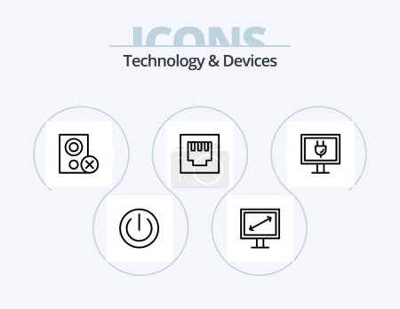 Ilustración de Devices Line Icon Pack 5 Icon Design. screen. computer. hardware. power. electronics - Imagen libre de derechos