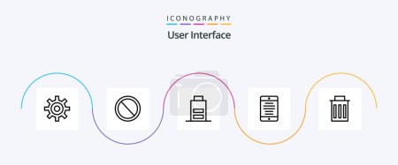 Téléchargez les illustrations : User Interface Line 5 Icon Pack Including interface. user. battery. smartphone. interface - en licence libre de droit