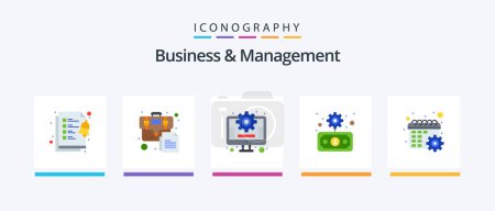 Illustration for Business And Management Flat 5 Icon Pack Including settings. gear. management. calendar. finance. Creative Icons Design - Royalty Free Image