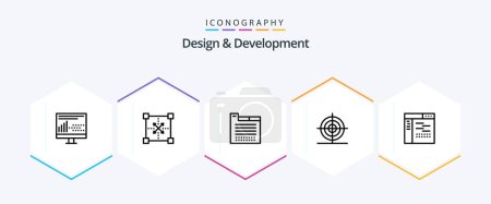 Téléchargez les illustrations : Design and Development 25 Line icon pack including shape. education. programing. design. theme - en licence libre de droit