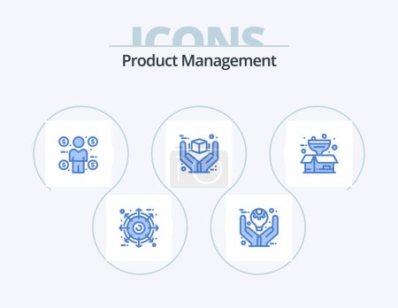 Téléchargez les illustrations : Product Management Blue Icon Pack 5 Icon Design. product. great. ideas. best. consumer - en licence libre de droit