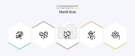 Illustration for Mardi Gras 25 Line icon pack including plant. lips. bloon. mardi gras. kite - Royalty Free Image