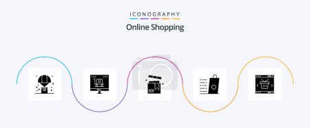 Ilustración de Online Shopping Glyph 5 Icon Pack Including sell. bag. marketing. valentine. product - Imagen libre de derechos
