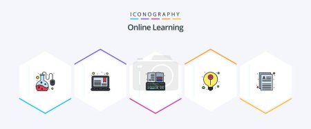 Illustration for Online Learning 25 FilledLine icon pack including files. knowledge. book. idea. education - Royalty Free Image