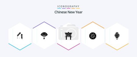 Téléchargez les illustrations : Chinese New Year 25 Glyph icon pack including newyear. new. newyear. chinese. chinese - en licence libre de droit