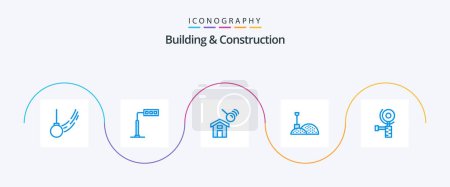 Téléchargez les illustrations : Building And Construction Blue 5 Icon Pack Including grinder. tools. road. shovel. search - en licence libre de droit