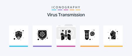 Illustration for Virus Transmission Glyph 5 Icon Pack Including dirty. tubes. anatomy. fuild. bacteria. Creative Icons Design - Royalty Free Image