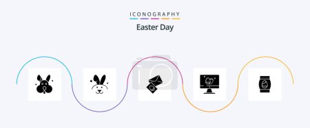 Illustration for Easter Glyph 5 Icon Pack Including . screen. holiday. bottle - Royalty Free Image