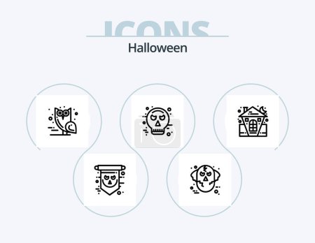 Illustration for Halloween Line Icon Pack 5 Icon Design. teeth. halloween. grave. skull. halloween - Royalty Free Image