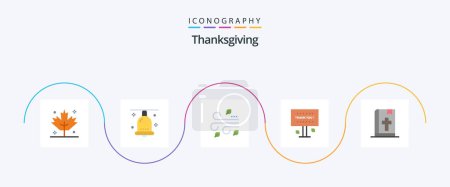 Illustration for Thanksgiving Flat 5 Icon Pack Including bible. thank you. blowing. thank. greeting - Royalty Free Image