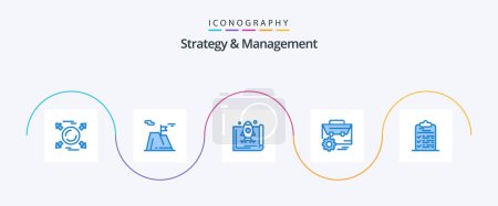 Téléchargez les illustrations : Strategy And Management Blue 5 Icon Pack Including engineer. gear. land. bag. marketing - en licence libre de droit